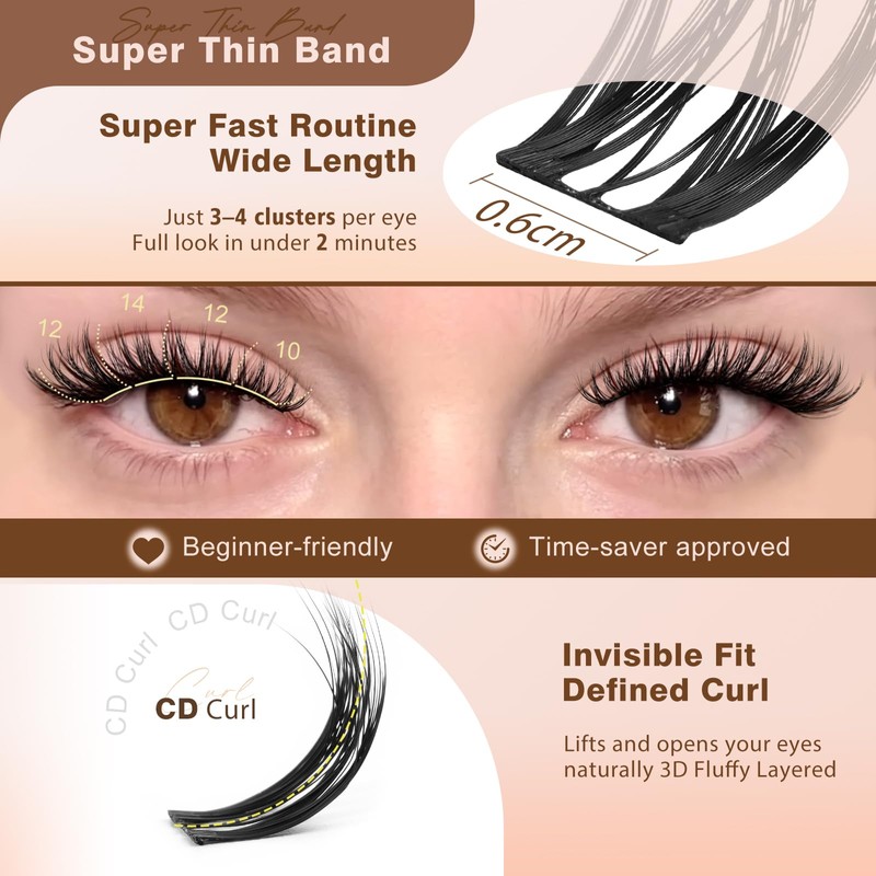 Wispy Lash Clusters Natural Fluffy Eyelash Clusters CD Curl 10-14MM