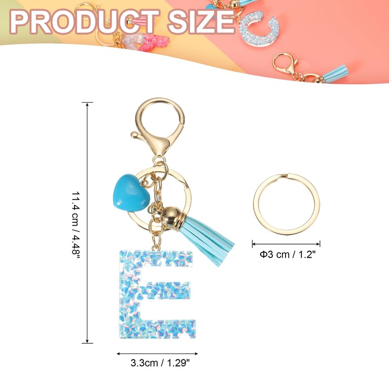 PATIKIL Alphabet Initial Letter Keychain, Resin Cute Keychains with Tassel
