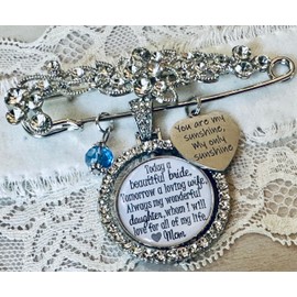 Something BLUE, something blue pin, Wedding bouquet charm, Daughter wedding gift, Bridal bouquet charm, you are my sunshine, daughter gift