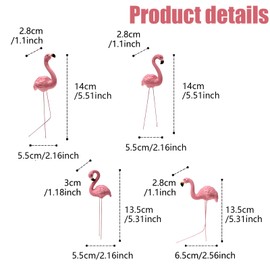 XUTONG 4 Pcs Bright Pink Flamingo Garden Ornament Statue,Pink Flamingo Garden Yard Decor for Vivid Patio Lawn Pond Standing Bird and Flamingo Party