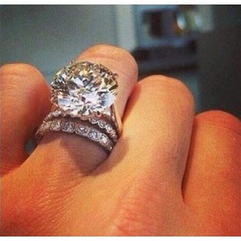 Lzz 925 Sterling Silver White Sapphire Ring Round Princess Cut Cubic Zirconia 3 Pieces Bridal Ring Set Wedding Jewelry Size 6-10 (US Code 7)