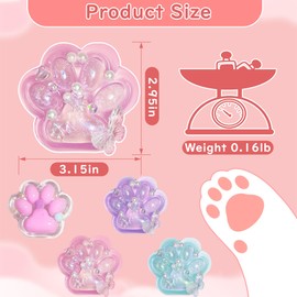 4PCS Cat Paw Squishy Toys, Sparkling Powder Taba Squishy Cute Fufu Cat Paw, Kawaii Pressure-Relief Toy for Kids & Adults