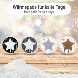 com-four® 4x reusable pocket warmers - hand warmers with star motif - heat pad for cold days and for on the go - heat kink cushion (04 pieces - Stern used look)