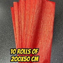 Crepe Paper Metallic 10 Rolls  of 79x20 Inches ( Pascua ):_RED / ROJO