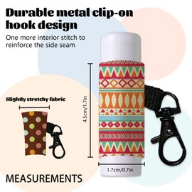 DELORIGIN 10pcs Bohemia Rainbow Lip Balm Holder Keychain Polka Dots Lipstick Sleeves with Metel Clasp Chapstick Elastic Sleeves Lip Gloss Keychain Holder for Lip Balm Chap Stick Storage
