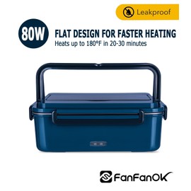 FanFanOK Electric Lunch Box Food Heater 80W Portable Food Warmer with 1.8L Stainless Steel Container for Car Truck Home Work Adults,12V 24V 110V Loncheras Electricas para Calentar Almuerzo