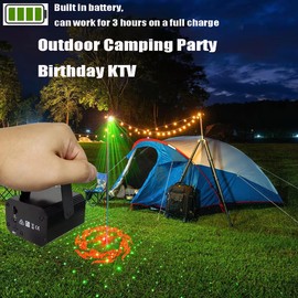 Sumger USB Rechargeable Indoor/Outdoor Laser Party Light Projector,32 Patterns Sound Activated Stage Strobe Effects Lights,Remote Control,Black