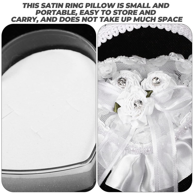jojofuny 5pcs Wedding Party Heart-Shaped Ring Pillow Elegant Ceremony Ring