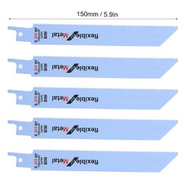 Fafeicy 5pcs 150mm Metal Reciprocating Saw Blade, Woodworking Cutting Tool Power Tool for Cutting Wood, Plastic, Pipe, Metal (S922EF)