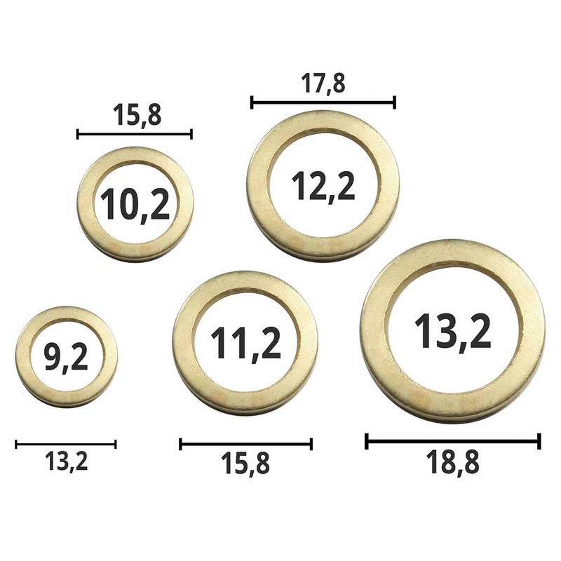Fitschenringe Set of 50 Pieces Diameter 9, 10, 11, 12,
