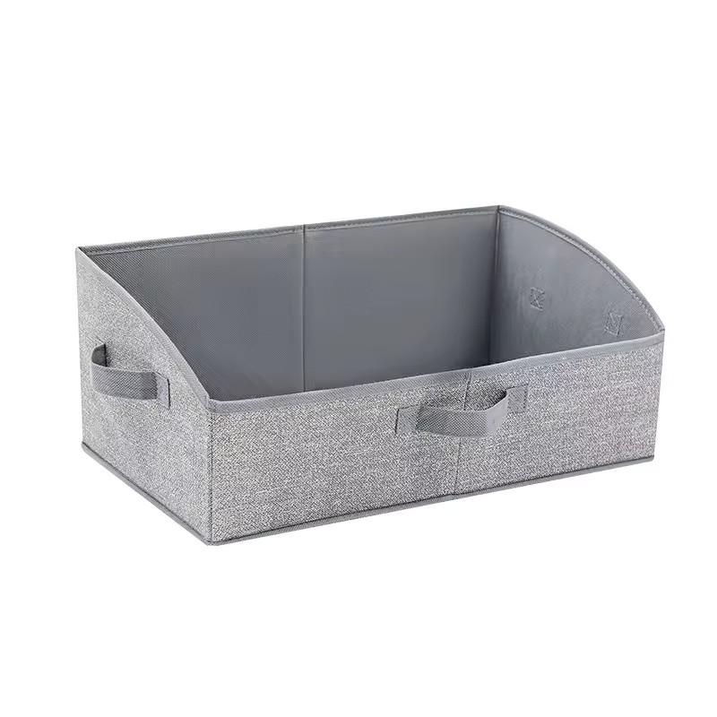 Foldable Fabric Storage Cube Bin with Metal Handles, Gray