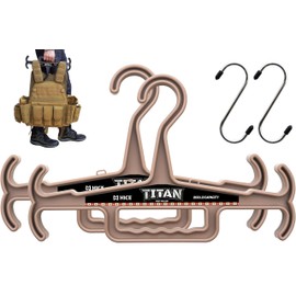 HICE - Titan Vest Hanger | Original Heavy Duty Plate Carrier & Body Armor Hanger | 200 lb Load Capacity | Durable High Impact Resin | for Police, Military, Scuba & Tactical Gear (Tan, Set of 2)