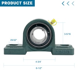 4 Pcs UCP206-20 Pillow Block Bearing 1-1/4" inch Mounted Pillow Block Bearings Chrome Steel Bearings with 1 1/4" Bore Self Alignment