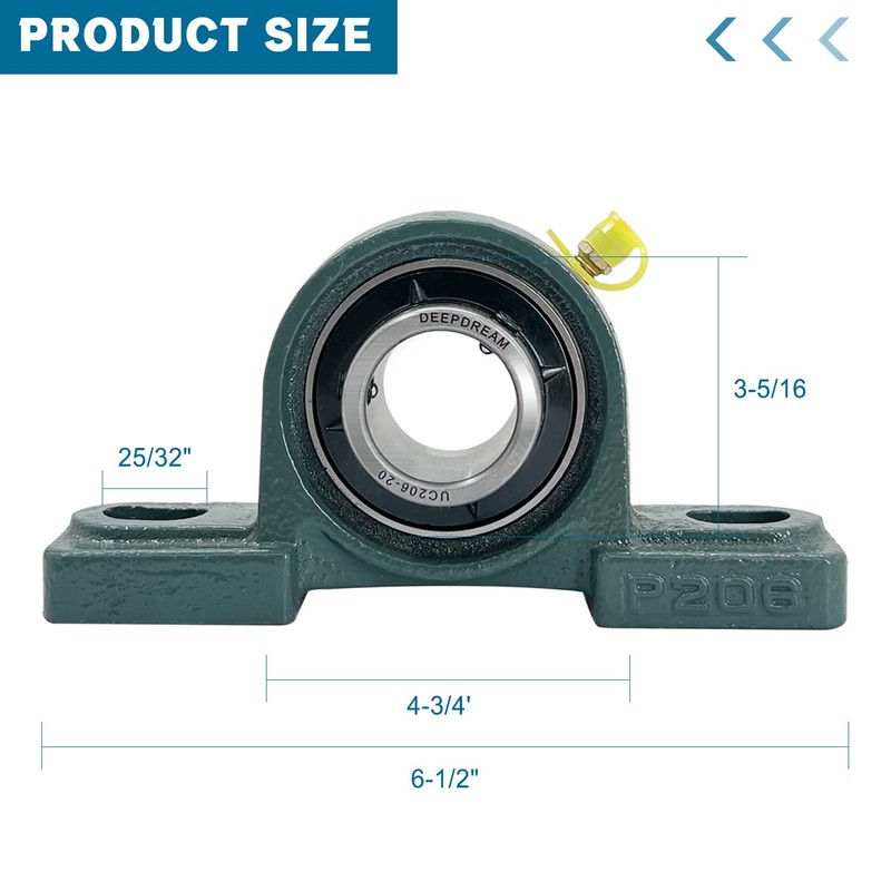 4 Pcs UCP206-20 Pillow Block Bearing 1-1/4" inch Mounted Pillow