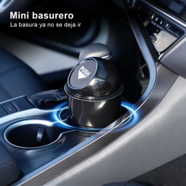 Mini Bote de Basura para Carro con Tapa Push, 6 Piezas Portátil Accesorios para Auto, Cubo Compacto y Gancho Universal Multifuncional para Coche