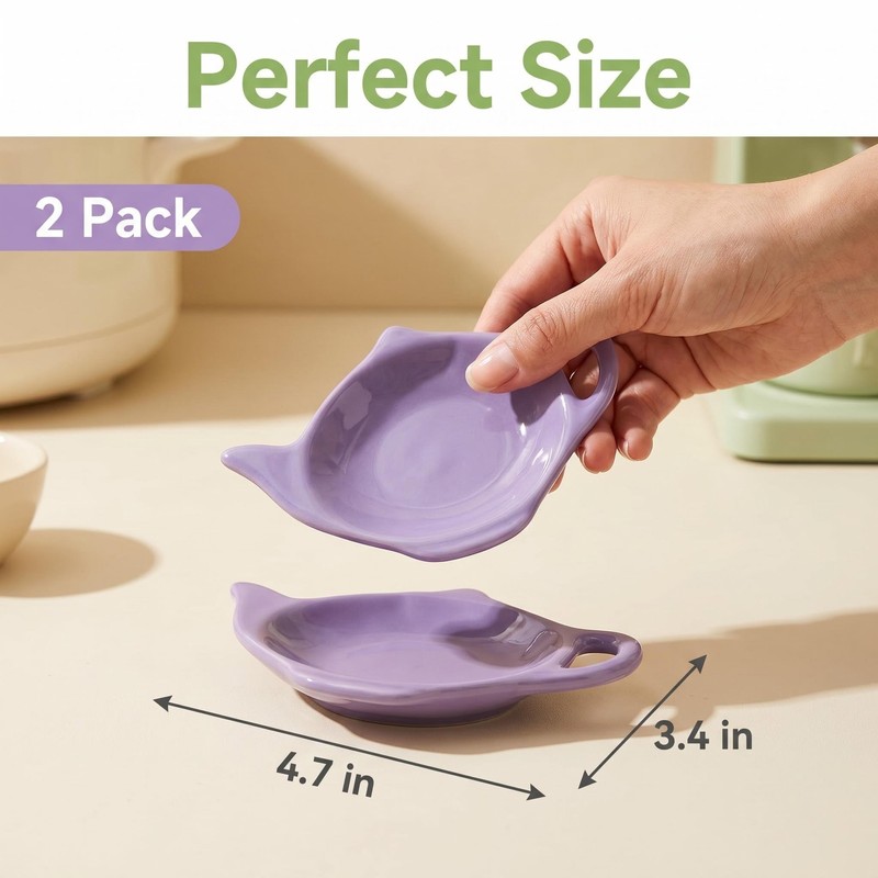 2 Pcs Ceramic Tea Bag Holder Set, Teapot Shaped Tea