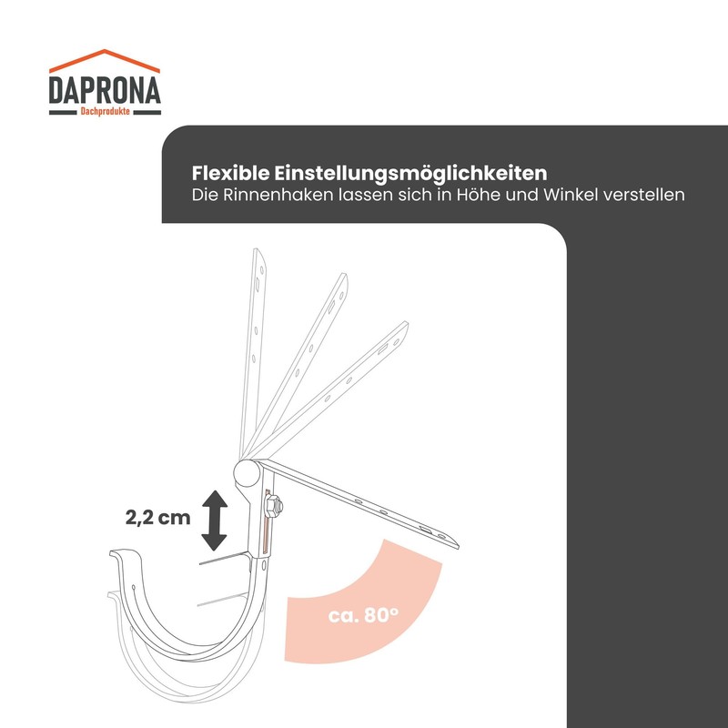 DAPRONA Gutter Iron Adjustable, Gutter Holder Silver RG 333 for