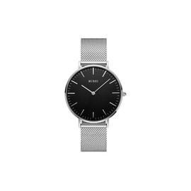 BUREI Women's Watch, Analog, Quartz, Waterproof, Mesh Band, Stylish, Brand, Casual, Humanized Watch, For Work or School, Thin, Lightweight, Women's Watch, silver-black, Minimalist
