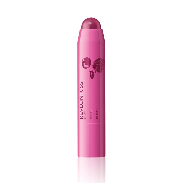 Revlon Kiss Lip Balm Crayon, Hydrating Lip Moisturizer Infused with Natural Fruit Oils, SPF 20, Berry Burst (035), 0.09 oz