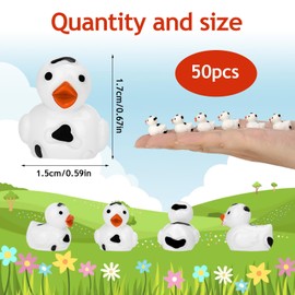 GGSTDDUP 50 Pcs Mini Resin Ducks, Cute Tiny Cow Ducks, Mini Cow Resin Duck Bulk, Fun Cow Print Duck Miniature Duck Figurines, Cow Theme Mini Black White Cow Resin Ducks for Micro Landscape Dollhouse