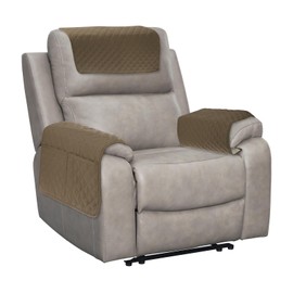 sourcing map 3 PCS Armrest Covers, Couch Arm Cover Furniture Protect Slide Recliner Chair Armchair Covers with Side Storage Pocket for Sofa Recliner, Camel