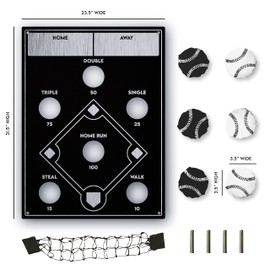Pro-Graphx Baseball Beanbag Toss Game Wall Mounted Indoor Baseball Game for Game Room Decor or Bedroom Kid-Friendly Cornhole Game 31.5 Inches x 23.5 Inches, Perfect Size for Any Space Black and Silver