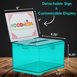 Adir Suggestion Box with Slot and Lock – Acrylic Donation Box for Fundraising, Drawing Box for Raffle, Funraiser Box, Tip Box with Lock - 6.25x4.5x 4 Inches voting box with slot and Sign Holder