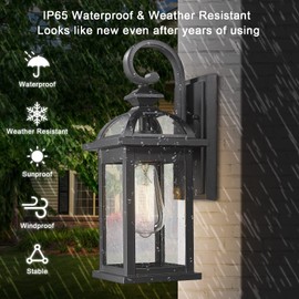 Darkaway Outdoor Lights Fixtures Wall Mount, Outdoor Wall Sconce Lights with Seeded Glass Waterproof Outside Exterior Lights Fixture for House, Front Porch, Patio (2 Pack)