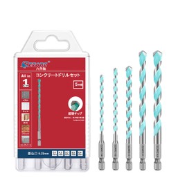 EZARC 5-Piece Concrete Drill Set, Drill Bit, Hexagonal Shaft, Carbide Drill, For Soft Tiles, Stones, Bricks, Metal, 0.13, 0.26, 0.25, 0.25, 0.25, 0.25, 0.25, 0.25, 0.25, 0.25, 0.25 inches (6.4 mm)