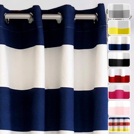 DriftAway Navy Stripe Room Darkening Window Curtains 84 Inch Long Striped Grommet Drapes for Bedroom Living Room Kitchen Thermal Insulated Unlined 2 Panels
