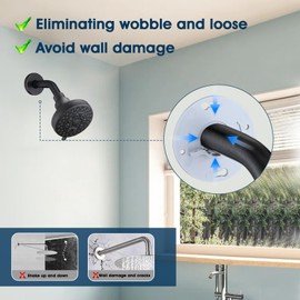 RAINREVIVE 6 Inch Shower Arm with Flange and Stabilizer Bracket, Wall Mounted Shower Pipe Arm 304 Stainless Steel For Fixed Shower Head & Handheld Showerhead, Oil Rubbed Bronze