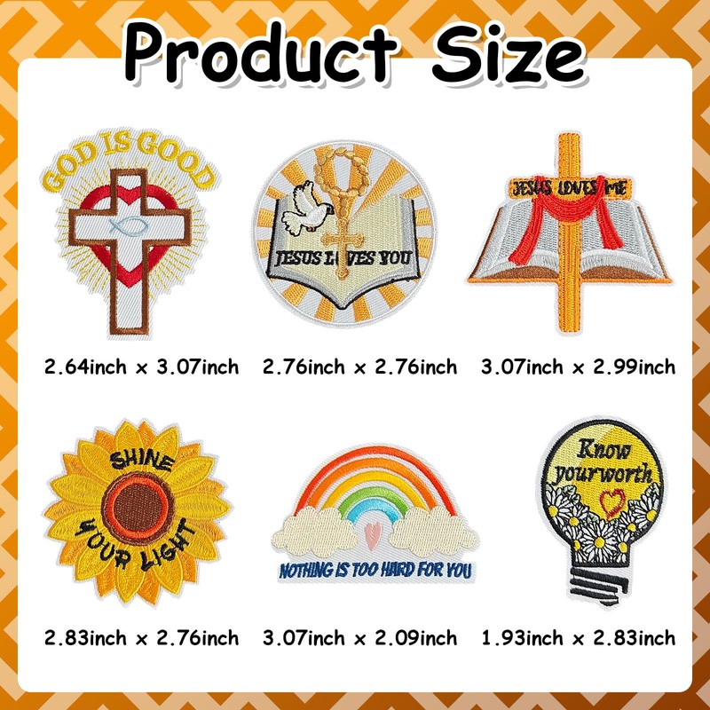 EMORBALS 45 Pcs Christian Iron on Patches, Embroidered Jesus Sew