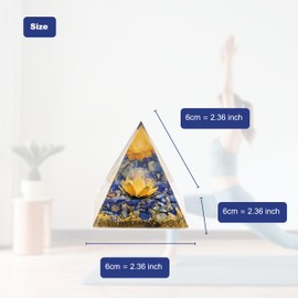 VMDEKK Lapis Lazuli Crystals Tower,Healing Crystal Gifts for Women,Natural 7 Chakra Spiritual Gifts Attracts Lucky and Success,Lotus Flower Good Luck Gifts Pyramids for Reduce Stress Reiki Meditation