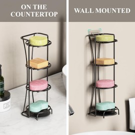 NiHome 4-Tier Soap Holder with Efficient Drainage, Bar Soap Holder for Shower, Shampoo Bar Holder, Shower Soap Holder with Durable Rust-Free Finish (Black)