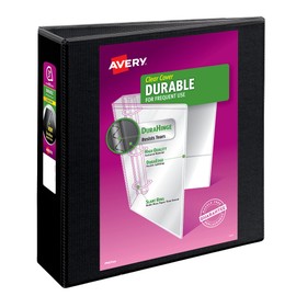 Avery Durable View 3 Ring Binder, 3 Inch Slant Rings, 1 Black Binder (17041)