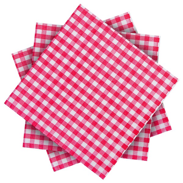 ANECO 60 Pack Red and White Plaid Papers Napkins Luncheon Napkins for Wedding, Party, Birthday, Dinner, Lunch with 2 Layers, 6.5 by 6.5 Inches