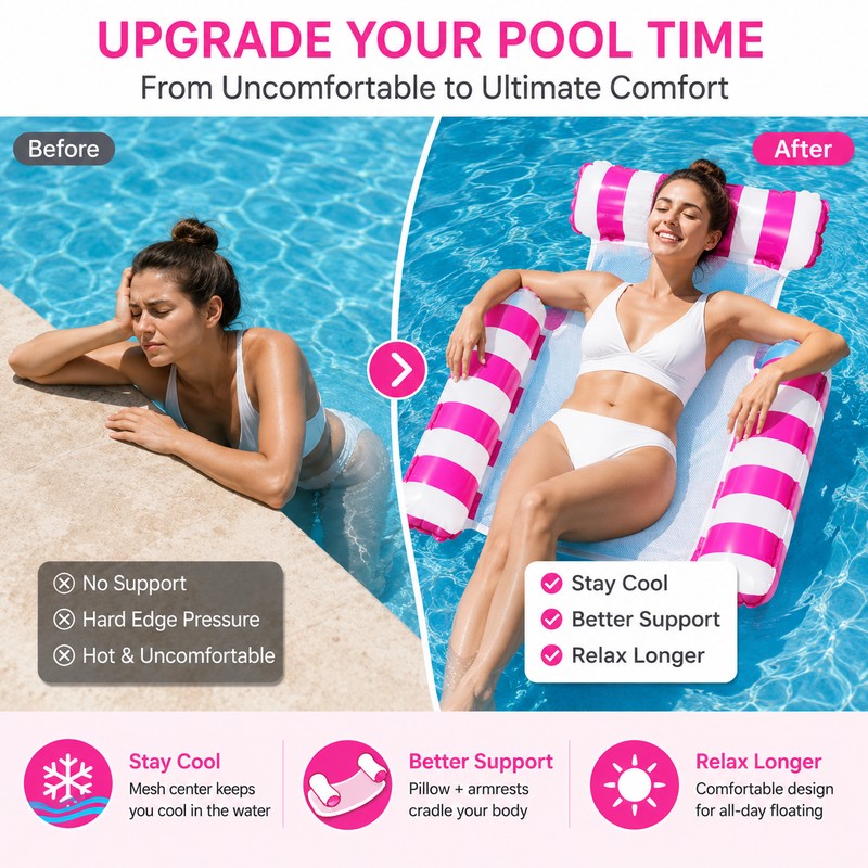 Inflatable Water Hammock Pool Float for Summer Relaxation – 4-in-1