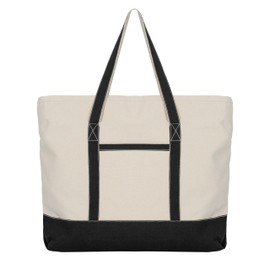 Bolsas de lona extragrandes con cremallera, de 22 pulgadas, resistentes, con cremallera superior, 100% algodón orgánico, resistentes, lavables, grandes bolsas de lona multiusos