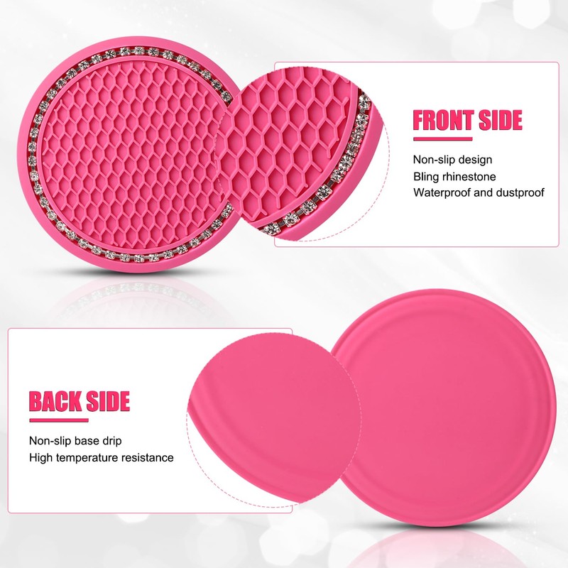 OUZORP Car Cup Coasters Rose RED 2 Pack with Push