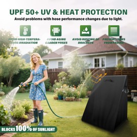 Bethshaya 2-Wheels Garden Hose Reel Cart Cover – Weather-Resistant Protective Cover for Outdoor Hose Reels & Carts, Protects Against Sunlight, Rain, Snow, Sandstorms – Black