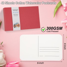 PATIKIL 48 Sheets Watercolor Postcards, 100% Cotton 4x6 Inch Blank Rounded Corners Water Color Paper Post Cards Cold Pressed for Mailing Art Painting Drawing, 140lb/300 GSM(Red)