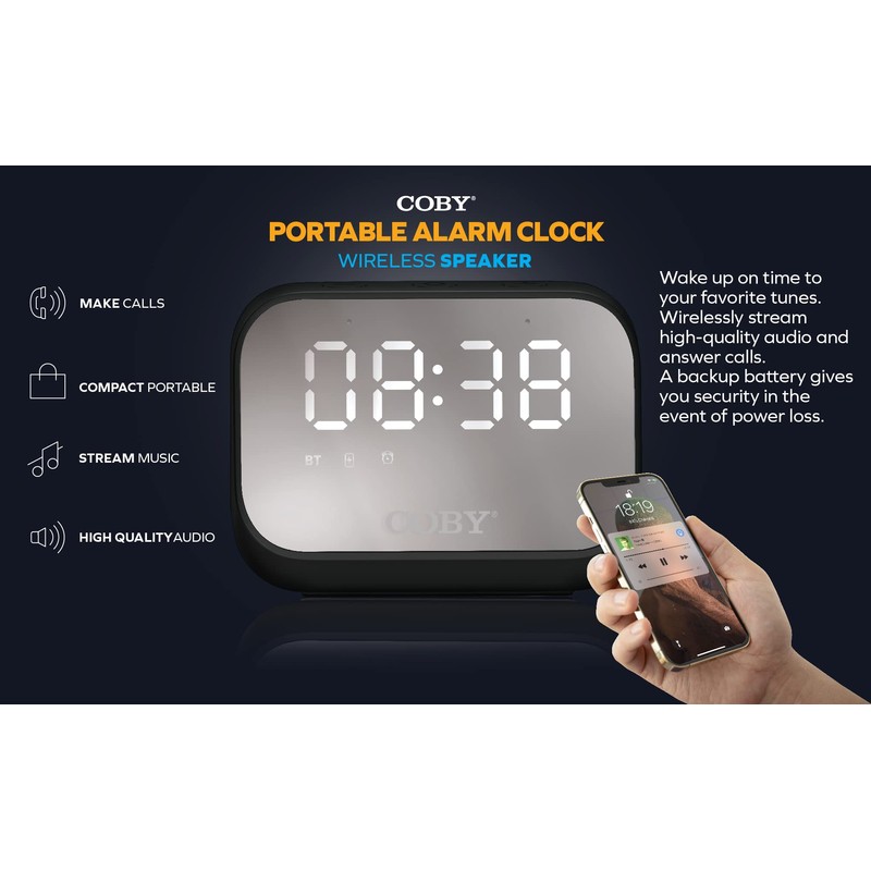 Coby Digital Alarm Clock with Powerful Speakers, Large LED Display