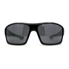 Locs Oversize Wrap Around Mens Biker Sunglasses Black Green, 5 7/8'' (150mm) x 1 17/18'' (50mm)