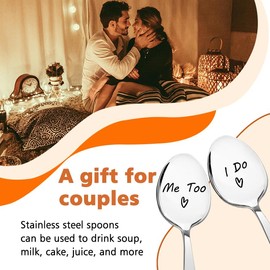 Wedding Anniversary Engagement Gifts for Couples Spoons Gifts for Girlfriend Boyfriend Valentines Day Gifts Set for Her Couple Coffee Spoon Gifts for Groom Wife Bride Spoon Set