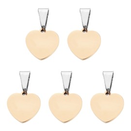 uxcell 5 Pcs 15mm/0.59 Inch Heart Blank Stamping Tags, Metal Charm Dog ID Tags for Pet Name Tag Making Crafts Decoration DIY Pendants, Rose Gold