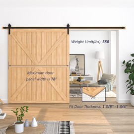 6.6FT Sliding Barn Door Hardware Kit, Barn Door Track Kit for Single Door,Heavy Duty,Basic J Pulley,Slide Smoothly Quietly,Easy Install (No Door)