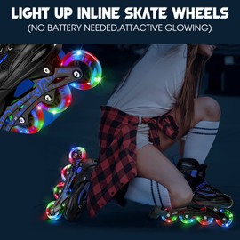 8 Pack Light Up Inline Skate Wheels 64mm 72mm 76mm 80mm Inline Wheels with ABEC-9 Bearing for inline Skate Wheels - 85A Inline Wheels for Indoor & Outdoor