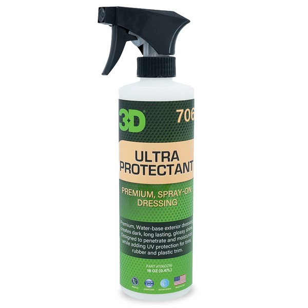 3D Ultra Protectant Tire Shine - Long Lasting, High Shine Tire Spray - Excellent Protectant for Rubber & Vinyl 16oz.