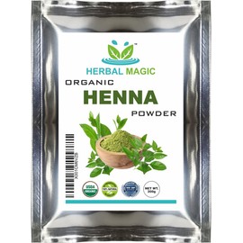 Herbal Magic's Organic Henna Powder for Hair, USDA,Triple Sifted, Herbal Hair Mask, Natural Hair Dye Colour, Body Art Quality, Chemical Free Hair Coloring Free from Fillers & Preservatives-200g