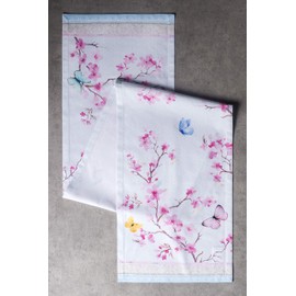 Maison d' Hermine Tablerunners 100% Cotton Decorative Easter Tablerunner Washable Table Cover for Holiday Dinner, Wedding, Buffet & Dining, Blossoms In Spring - Spring/Summer (37cm x 180cm)